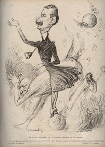 新下院議長に就任したポール・デシャネル氏 - 1898年「The Rire」に掲載されたCharles Leandre（1862-1934）の漫画 作： Charles Leandre