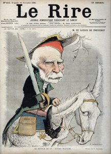 フランスの政治家・技術者であるシャルル・ド・フレシネ（Louis Charles de Saulces de Freycinet）（1828-1923）の肖像 - - 1898年11月19日付「Le Rire」紙に掲載されたシャルル・レアンドル（1862-1934）による風刺画 作： Charles Leandre