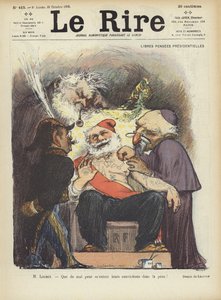 入れ墨されているフランスのルベー大統領。ル・リールのイラスト 作： Charles Leandre