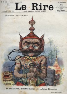 Theophile Delcasse (1852-1923), フランスの政治家 - Le Gotha du "Laughs", No.XXXXVI, M. Delcasse, Siamese Minister for Foreign Affairs - Cartoon by Charles Leandre - (1902年12月6日) 作： Charles Leandre
