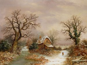 雪の中の赤ずきんちゃん、19世紀 作： Charles Leaver