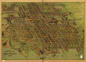 エリーの鳥瞰図、ペンシルベニア州 1909 年