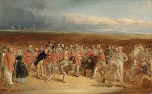 ゴルファーのための完成したスケッチ：サー・デビッド・ベアード、Bt。サーラルフアンストラザーBt。 1850年にグレンサデルのメジャープレイフェアとジョンキャンベル（エスキュー）に対してバルカスキーの 作： Charles Lees