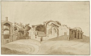 ローマのディオクレティアヌス浴場の眺め 作： Charles Louis Clerisseau