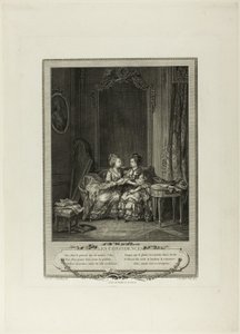 6世紀末の身体的・道徳的衣装の記念碑』より、「コンフィデンス」。 作： Charles Louis Lingée