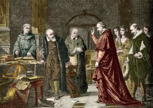 イタリアの天文学者ガリレオ・ガリレイの捕虜（1564-1642）、シャルル・ミュラーの絵の後のエングレーヴィング 作： Charles Louis Lucien (after) Muller
