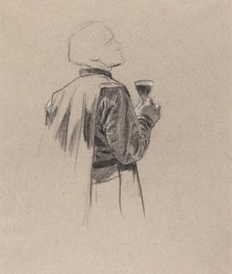 グラスワインを持ったひげを生やした紳士 作： Charles Louis Lucien Muller