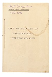 「議会代表の原則」のタイトルページ 作： Charles Lutwidge Dodgson
