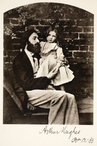 アーサー・ヒューズと彼の娘アグネス、1863年10月12日（セピア写真） 作： Charles Lutwidge Dodgson