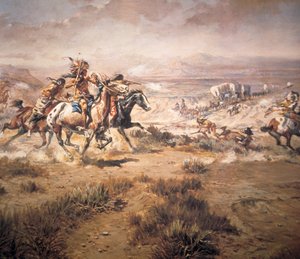 ワゴントレインの攻撃 作： Charles Marion Russell