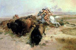 バッファローハント、1897年 作： Charles Marion Russell