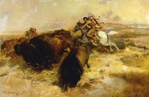 バッファローハント、1897年 作： Charles Marion Russell