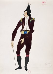 ジョアッキーノ・ロッシーニ作「セビリアの理髪師」のフィオレッロの衣装、チャールズ・マルティン（1884-1934）によるスケッチ 作： Charles Martin