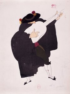 ジョアッキーノ・ロッシーニの『セビリアの理髪師』のギタリストの衣装、チャールズ・マーティン (1884-1934) のスケッチ 作： Charles Martin