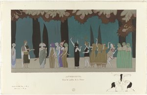 Gazette du Bon Ton、1914 - No. 5、Pl. 43: アフロディーテ / 女神の庭で (オブジェクトのタイトル)