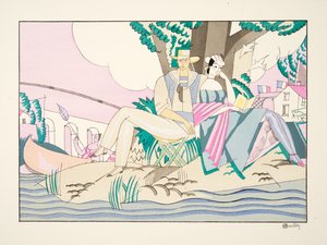 スポーツとエンターテイメント、パブからのラペッシュ。 1914（ステンシルプリント） 作： Charles Martin