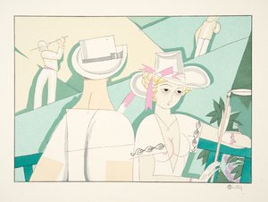 スポーツとエンターテイメント、パブからのゴルフ。 1914（ステンシルプリント）