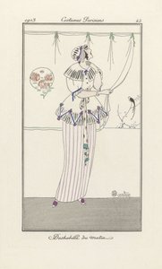 朝のドレス、『Costumes Parisiens』より。1913年（ポショワールプリント