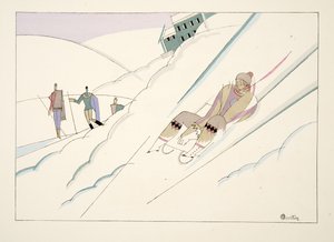 スポーツ＆エンターテイメントのパブからそり。 1914（ステンシルプリント） 作： Charles Martin