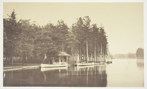 無題、c。 1850. [パリの公園、ブローニュの森の湖でのボート]。 作： Charles Marville