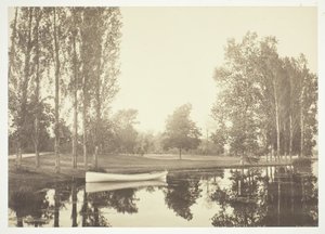 無題、c。 1850. [パリの公園、ブローニュの森の湖でのボート]。 作： Charles Marville