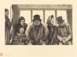 乗合バスの車内 作： Charles Maurand after Honoré Daumier
