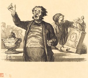 競売人のホテル：ザ・タウン・クライヤー 作： Charles Maurand after Honoré Daumier