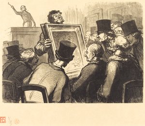 ホテル・ブイヨンで絵を描く恋人たち 作： Charles Maurand after Honoré Daumier
