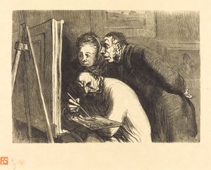 画家とブルジョア 作： Charles Maurand after Honoré Daumier