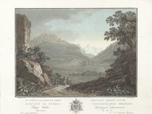 ツヴィッサーランドのベルグランドシャップ 大橋渓谷の眺め（題名） スイスの山々の素晴らしい景色 (シリーズ タイトル) 作： Charles Melchior Descourtis
