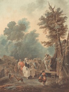 村の博覧会、1788 年。 作： Charles Melchior Descourtis
