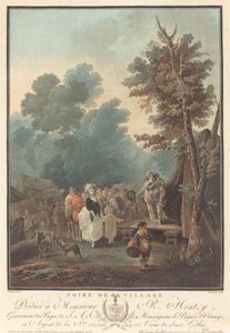 村の博覧会、1788 年。 作： Charles Melchior Descourtis