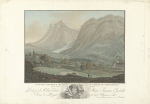 Gletsjer bij de valley van Grindelwald ベルン州のグリンデルヴァルト渓谷上部氷河 (オブジェクトのタイトル) スイスの山々の素晴らしい景色 (シリーズ タイトル) 作： Charles Melchior Descourtis
