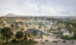ブローニュの森と順応の庭、1860年頃（リトグラフ） 作： Charles Mercereau