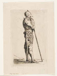 横顔で立っている兵士 作： Charles Meryon