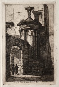 アテネのフランス カプチン修道院への入り口 作： Charles Meryon