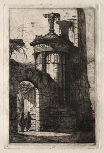 アテネのフランス カプチン修道院への入り口 作： Charles Meryon
