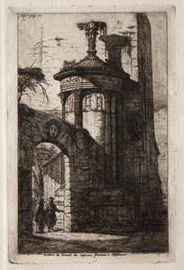1854年にアテネにあるフランスのカプチン修道院への入り口。 作： Charles Meryon
