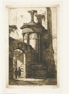 アテネのフランス カプチン修道院への入り口 作： Charles Meryon