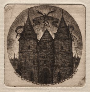 パリのエッチング：正義の宮殿の旧門、1854年。 作： Charles Meryon