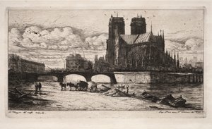 パリのエッチング: ノートルダム大聖堂の後陣 作： Charles Meryon