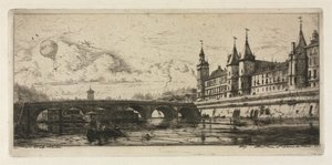 パリのエッチング：交換橋、1854年。 作： Charles Meryon