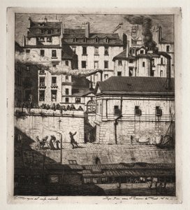 パリのエッチング：遺体安置所、1854年。 作： Charles Meryon