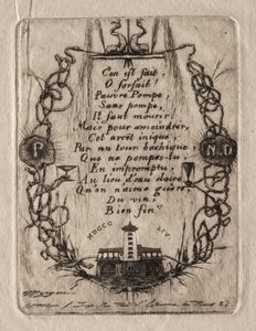 パリのエッチング：ノートルダムポンプ、小皿、1854年。 作： Charles Meryon