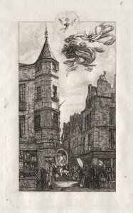 パリのエッチング：Tourelle、rue de lEcole deMédicine、1861。 作： Charles Meryon