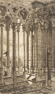 ギャラリー、ノートルダム大聖堂、パリ、1853年。 作： Charles Meryon