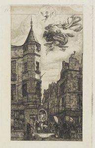 タレットのある家、No.22、1861 作： Charles Meryon
