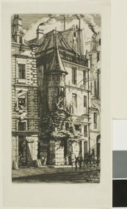 パリ、ティセランドリー通り、小塔のある家 作： Charles Meryon