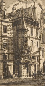 タレットのある家、ティセランドリー通り、パリ、1​​852年。 作： Charles Meryon