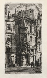 タレットのある家、rue de laTixéranderie、パリ、1852年。 作： Charles Meryon